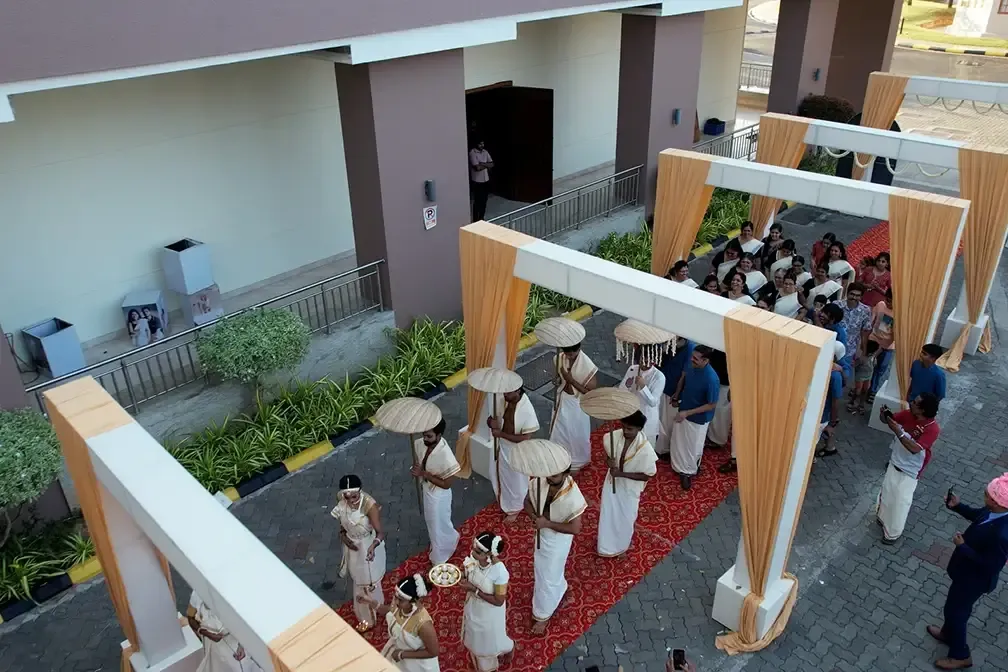 Traditional wedding welcome setup by Top Wedding Planners in Kerala